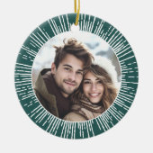 Foto retro sunburst pijnboomgroen Kerstmis Keramisch Ornament (Voorkant)