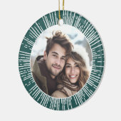 Foto retro sunburst pijnboomgroen Kerstmis Keramisch Ornament (Links)