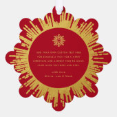 Foto retro sunburst sneeuwvlok rood Kerstmis Ornament Kaart (Achterkant)