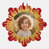 Foto retro sunburst sneeuwvlok rood Kerstmis Ornament Kaart (Voorkant)