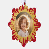 Foto retro sunburst sneeuwvlok rood Kerstmis Ornament Kaart (Links)