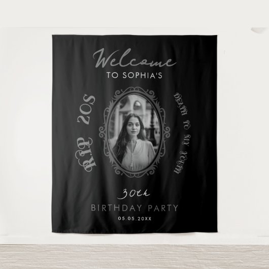 Foto RIP 20s 30e verjaardagsfeest Welkom Achtergro Wandkleed (Voorkant)