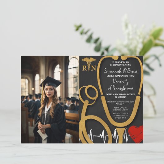 Foto RN Verpleegkundig Afstuderen Celebration Kaart (Staand voorkant)