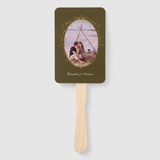 Foto Rococo Bloemen Antiek Lijst bruiloft Handwaaier (Voorkant)