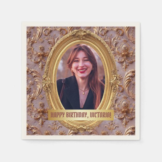 Foto Rococo Soft Renaissance Gouden Verjaardagsfee Servet (Voorkant)