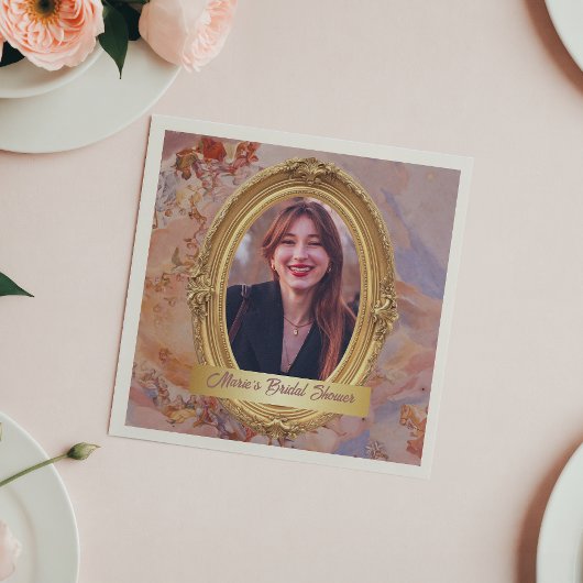 Foto Rococo zachte renaissance gouden bruidsdouche Servet