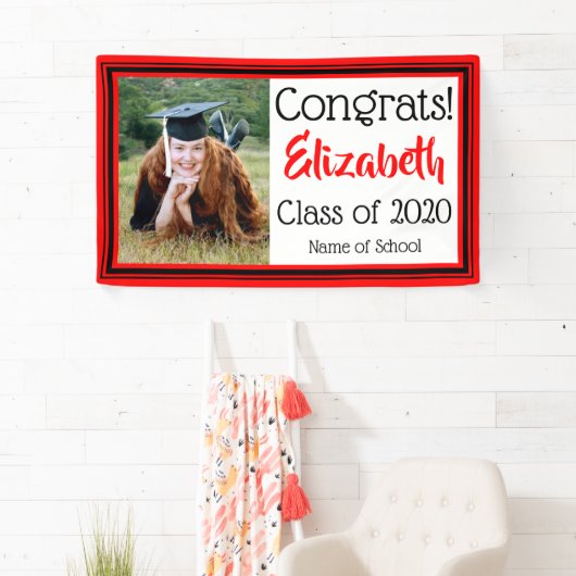 Foto Rode en Zwarte School Colors Spandoek (Insitu)