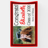 Foto Rode en Zwarte School Colors Spandoek (Verticaal)