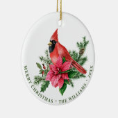 FOTO Rode Kardinaal Poinsettia Kerstvakantie Keramisch Ornament (Rechts)