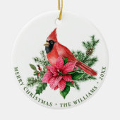 FOTO Rode Kardinaal Poinsettia Kerstvakantie Keramisch Ornament (Voorkant)