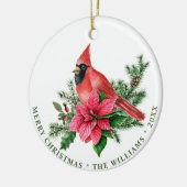 FOTO Rode Kardinaal Poinsettia Kerstvakantie Keramisch Ornament (Links)