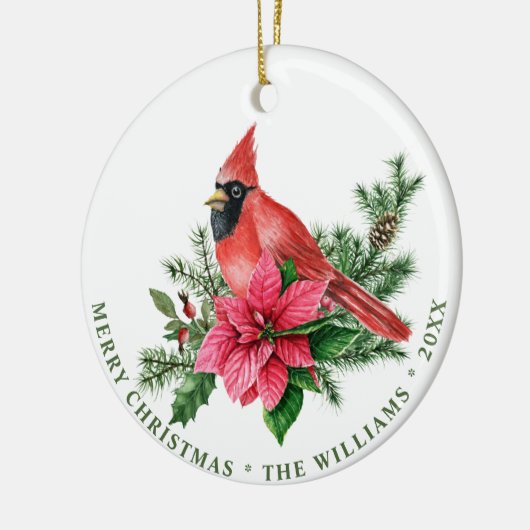 FOTO Rode Kardinaal Poinsettia Kerstvakantie Keramisch Ornament (Links)