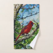 Foto rode kardinale wilde vogelfoto bad handdoek (Handdoek)