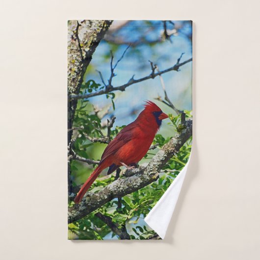 Foto rode kardinale wilde vogelfoto bad handdoek (Handdoek)