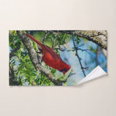 Foto rode kardinale wilde vogelfoto bad handdoek (Handdoek)