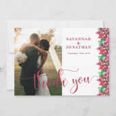 Foto Rode Poinsettia Vakantie Bruiloft Bedankkaart (Voorkant)