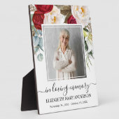 Foto Rode Roos Bloemstuk Memoriam Fotoplaat (Zijkant)