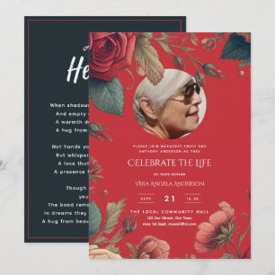 FOTO Rode Rozen Herdenking van het Leven Funeral R Kaart