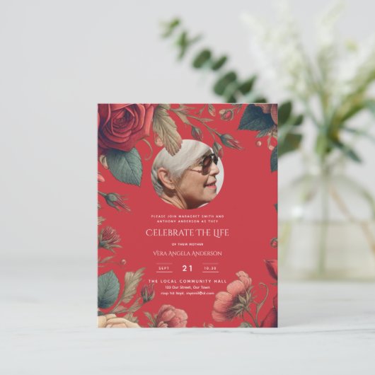 FOTO Rode rozen Viering van het leven Begrafenisge (Staand voorkant)