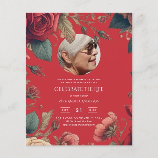 FOTO Rode rozen Viering van het leven Begrafenisge (Voorkant)