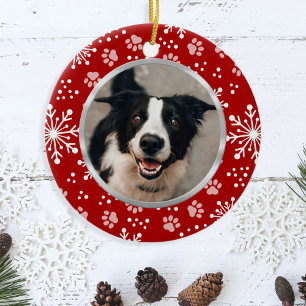 Foto rode sneeuwvlokken Pet Keramisch Ornament