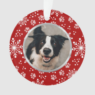 Foto rode sneeuwvlokken Pet Ornament