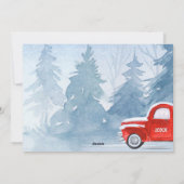 Foto  Rode Vrachtwagen Winterbomen Kerst Feestdagenkaart (Achterkant)