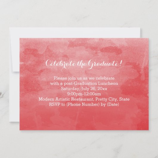 Foto Rode Waterverf Klasse van 2019 Afstuderen Kaart (Achterkant)