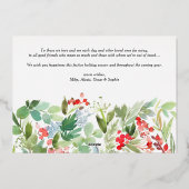 Foto Rode Winterbes en Jeneverbeskrans Folie Feestdagenkaart (Achterkant)