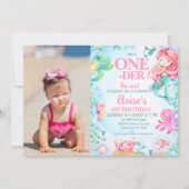 Foto Rode Zeemeermin Oneder het Zee 1e verjaardag Kaart (Voorkant)