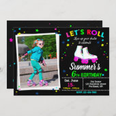 Foto Roller schaats verjaardagsuitnodiging Sk8 par Kaart (Voorkant / Achterkant)