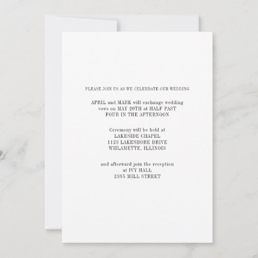 Foto Romance bruiloft Kaart (Achterkant)