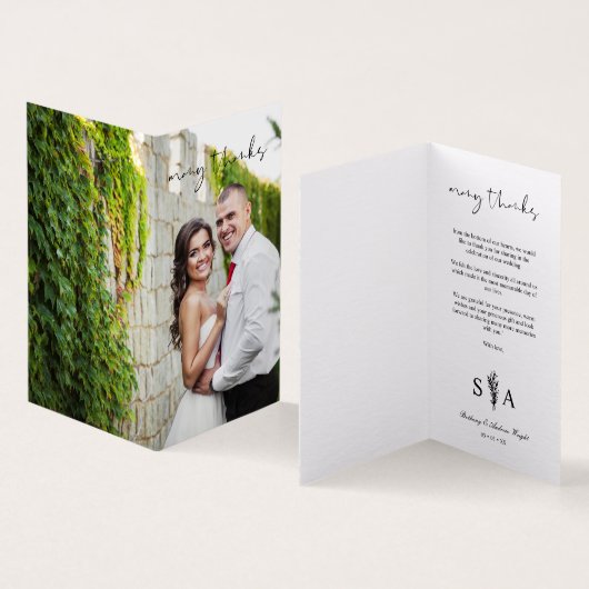 Foto Romantic Botanical Branches Whimsical Script Kaart (Binnen en buitenkant)