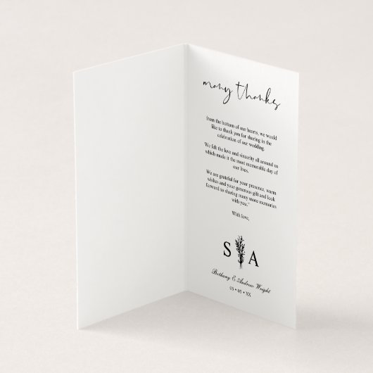 Foto Romantic Botanical Branches Whimsical Script Kaart (Binnen)