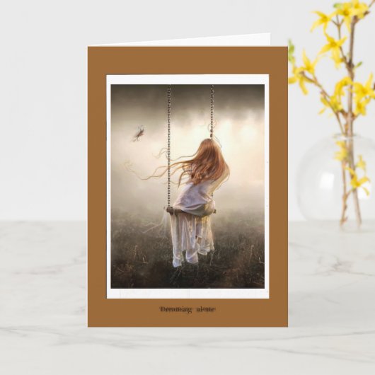 foto romantisch Bohemen schommel meisje Kaart (Gele Bloem)