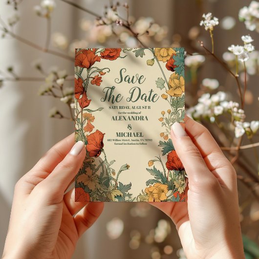 Foto Romantische Art Nouveau bruiloft Save The Date