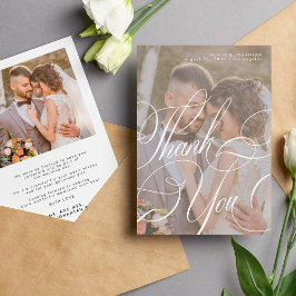 Foto romantische kalligrafie script bericht bruilo bedankkaart