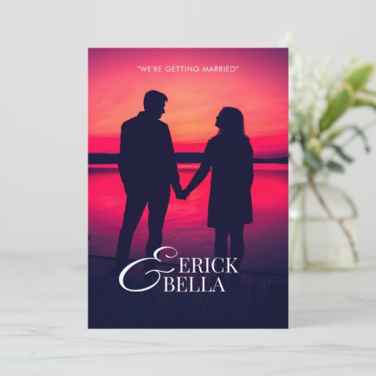 Foto Romantische shilouette bruiloft Kaart (Staand voorkant)