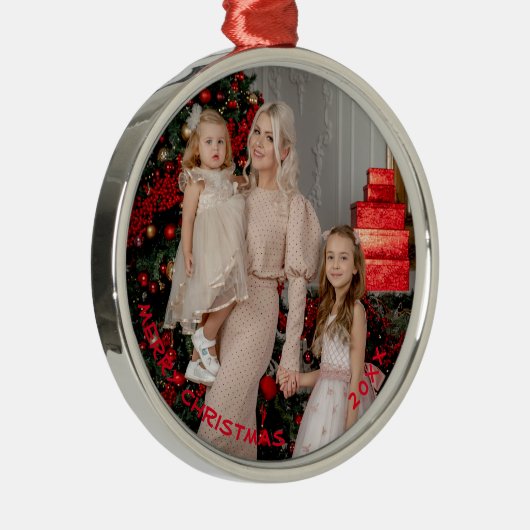 Foto Ronde Kerstversieringen, Aangepaste vakantie Metalen Ornament (Rechts)