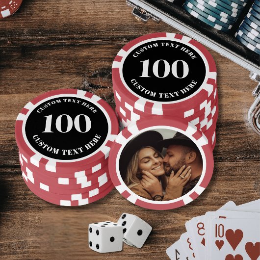 Foto Rood 100 Genummerd Poker Chips