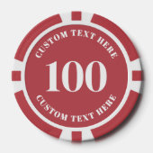 Foto Rood 100 Genummerd Poker Chips (Voorkant)