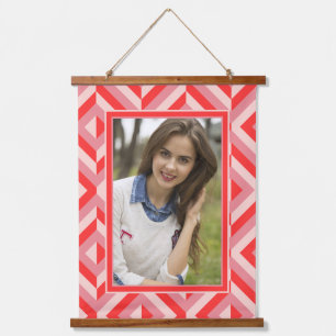 Foto Rood Drietonige Diamant Patroon Hangend Wandkleed