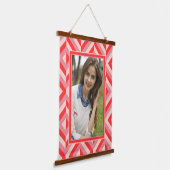 Foto Rood Drietonige Diamant Patroon Hangend Wandkleed (Gebogen)