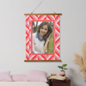 Foto Rood Drietonige Diamant Patroon Hangend Wandkleed (Slaapkamer)