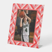 Foto Rood Drietonige Diamant Patroon Reclamebord Met Voetstuk (Voorkant)