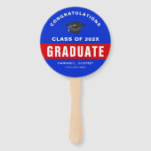 Foto rood en blauw Afstuderen gefeliciteerd Handwaaier (Voorkant)