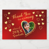 Foto Rood en Goud Bedankt 2025 Afstuderen gunst Sparkling Wijnetiket (Enkel label)