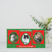 Foto rood en groen pakket 3 feestdagenkaart (Staand voorkant)