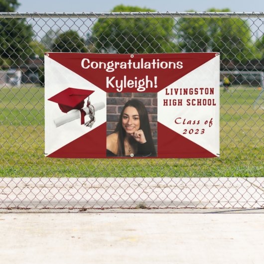 Foto rood en wit Afstuderen van vinyl Spandoek (Insitu)