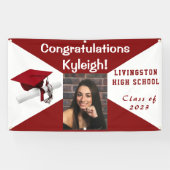 Foto rood en wit Afstuderen van vinyl Spandoek (Horizontaal)